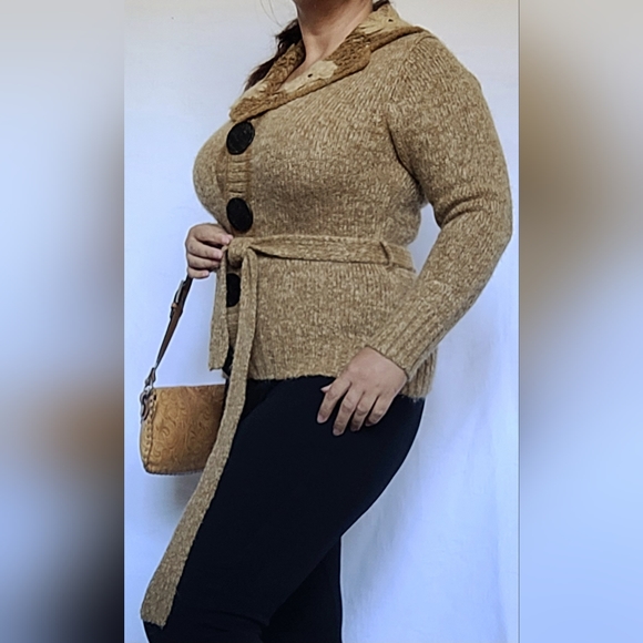 Weiyan Women's Wool/Cotton Cardigan Button/Snap Closure Openwork Medium - Picture 7 of 16